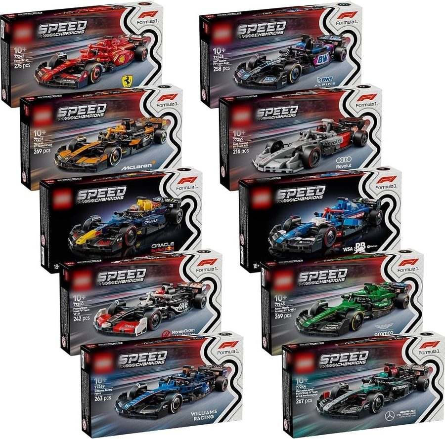 F1 Mini 10-Piece Set (Ferrari/Red Bull/Mercedes) – LEGO kopija